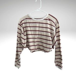 BDG Cream Striped Long Sleeve Shirt